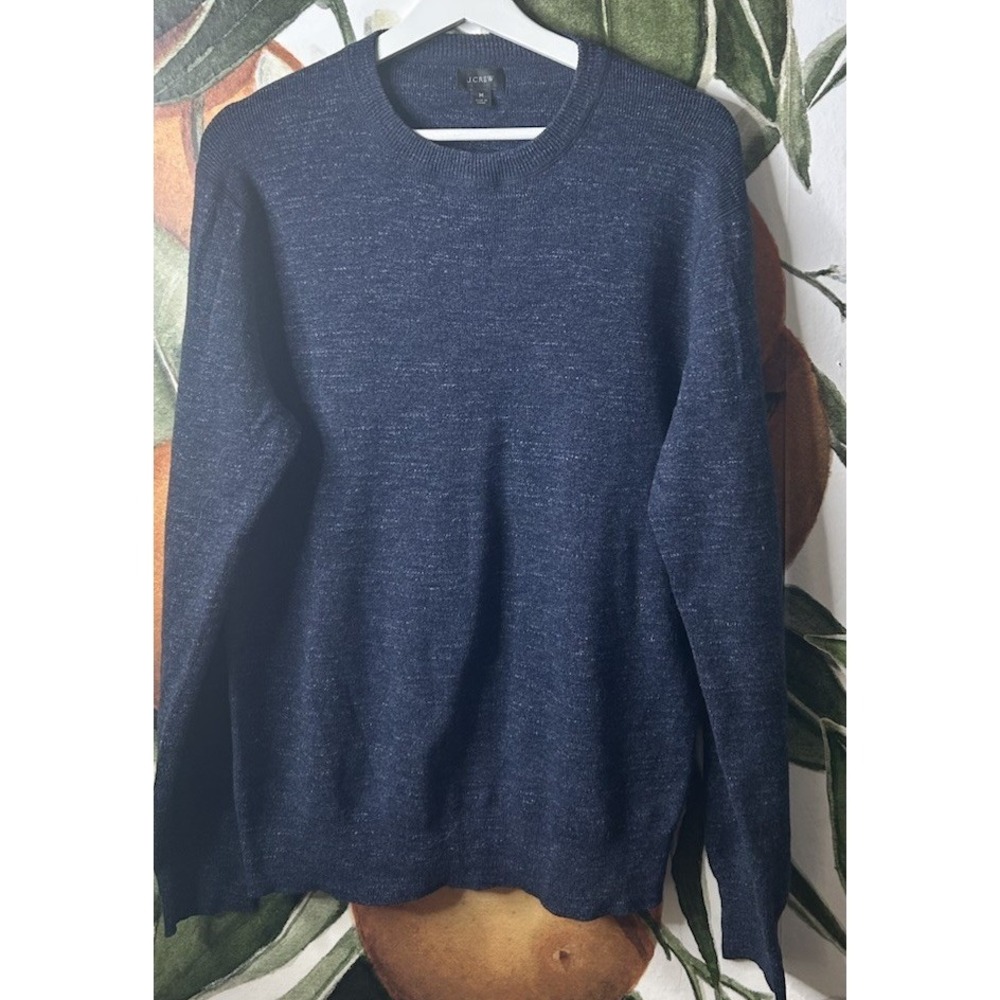J. CREW Jumper Men's Medium Heather Blue Pullover Crew Neck Stretchy Casual